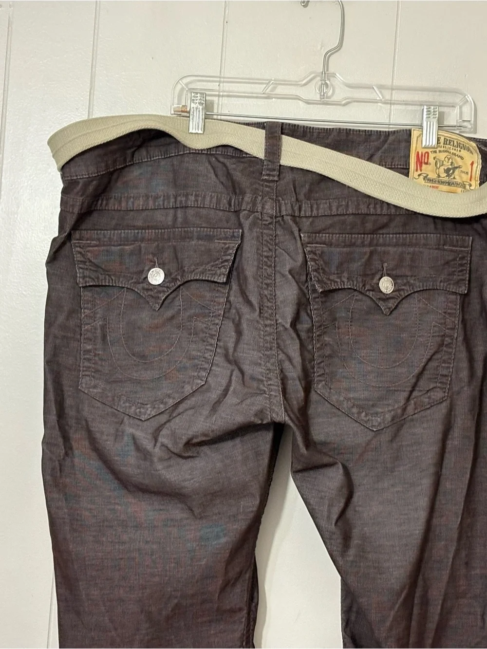 True Religion Ricky Brown Wale Corduroy Straight Leg Flap Pocket Pants 44